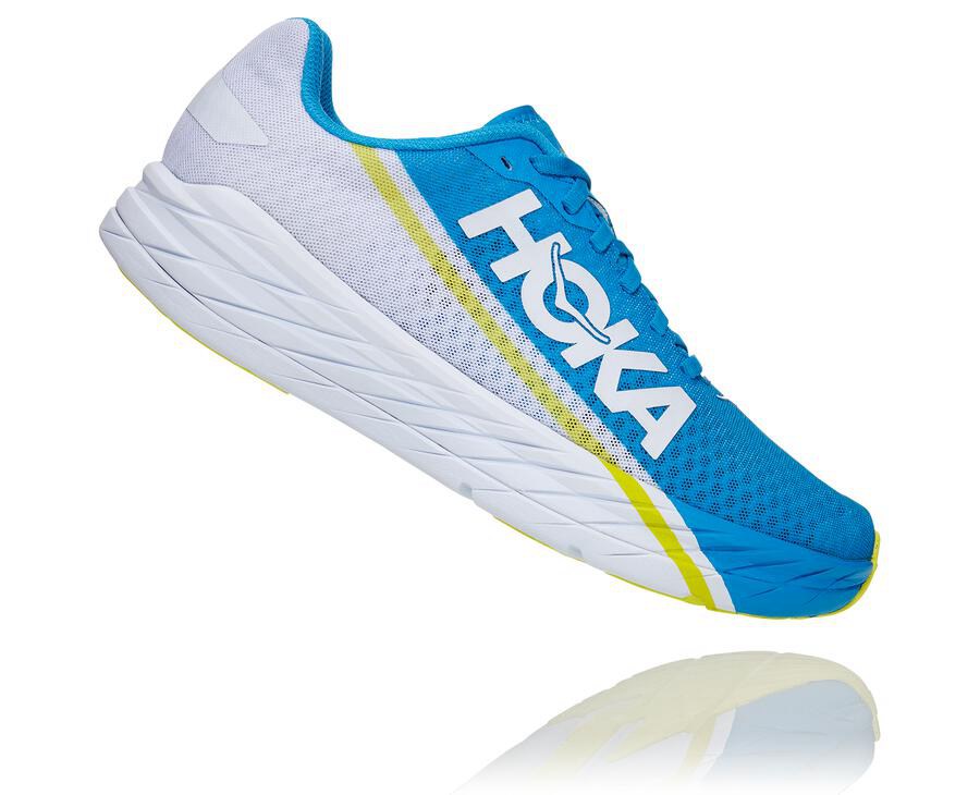 Running Shoes Mens - Hoka One One Rocket X - White/Blue - BUISWOX-19